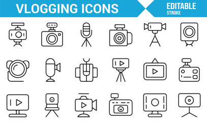 Influencer and video creator icon set
