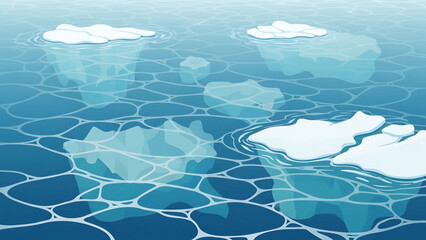 Arctic scene with floating ice floes on clear blue water. © Hadi