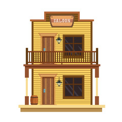Saloon, Wild west. Flat vector clipart, illustration with isolated background.