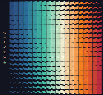 An image of multiple rectangular and square shapes with transition effects. Dynamic gradient background. Cover design template. Vector for brochure, poster, cover, card, presentation, flyer or banner.