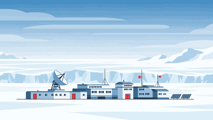 Modern polar research station for scientific exploration and study. © Hadi