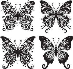 Butterflies Icon Silhouette Vector In White Background