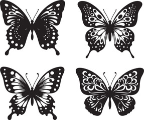 Butterflies Icon Silhouette Vector In White Background