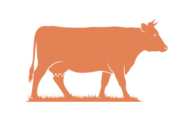 An isolated farm cow depicted on a white background. Vector illustration

