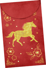Red Envelope with Golden Horse Design