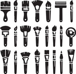 Brush icon silhouette vector with white background