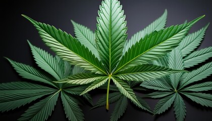 Vibrant Green Serrated Cannabis Leaf With A Distinct Palmate Shape