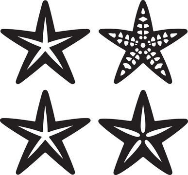 Star fish text icon silhouette vector with white background