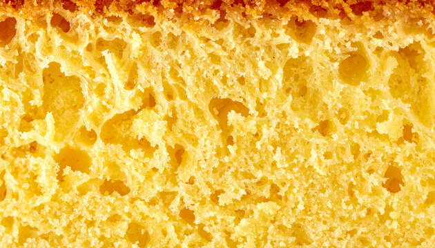 きめ細かな生地がしっとり広がるカステラ表面のやさしいマクロテクスチャ &ndash; Macro Texture of Castella Cake with Fine Uniform Crumb and Moist Sponge