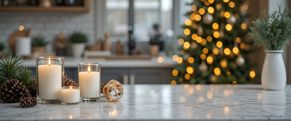 Festive Christmas Interior Mockup with Soft Blur