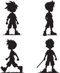 group of boys icon silhouette vector with white background