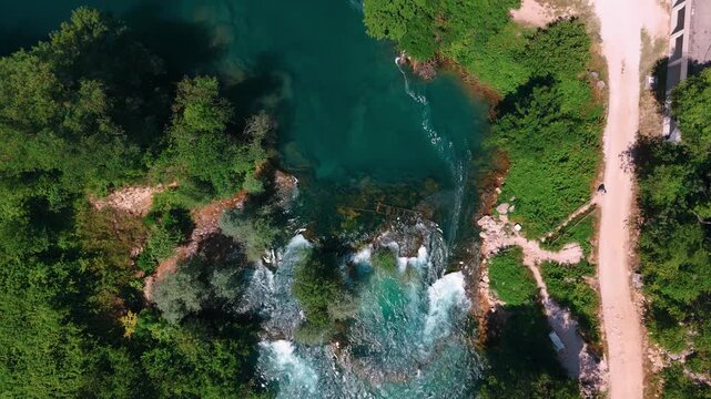 Kravica Waterfall aerial view in Bosnia and Herzegovina