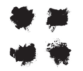 Abstract Messy Black Paint Brush Strokes Isolated on White Set. Graphic design elements and resources vector art