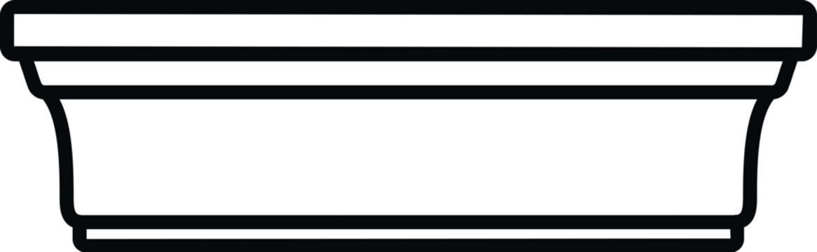Minimalist line art depicting a decorative cornice molding element