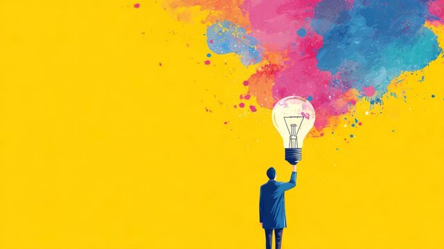 business man with bulb have a creative idea illustrated animation