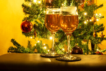 New Year theme with champagne glasses