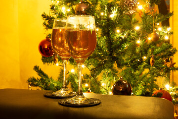 New Year theme with champagne glasses