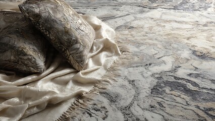 Unique Marble Texture with Elegant Pillows and Soft Silk Fabric