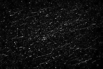 Snow flakes falling isolated. White snowflakes on black background. Snow pattern texture. Snowstorm backdrop. Snowfall overlay background. Winter ice effect. Vector illustration, EPS 10.