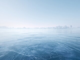 Ultra realistic frozen lake surface with subtle cracks in high fidelity