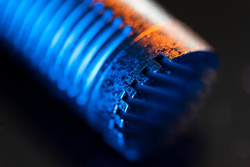 Close up on a professional boom microphone system on black background. © CesareFerrari