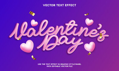 Valentines day vector editable text font effect