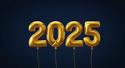 Golden 2025 Foil Balloons for New Year Celebration
