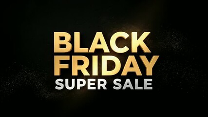 Golden Black Friday sale announcement in elegant 3D letters