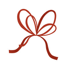 Beautiful red bow. Valentine's Day. Romantic holiday. February 14. Love. Cartoon vector illustration isolated on white background.