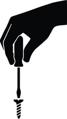 Hand Holding Screwdriver Tightening Screw Icon
