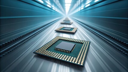 Motion Blur Effect of Computer Components in a Futuristic Environment