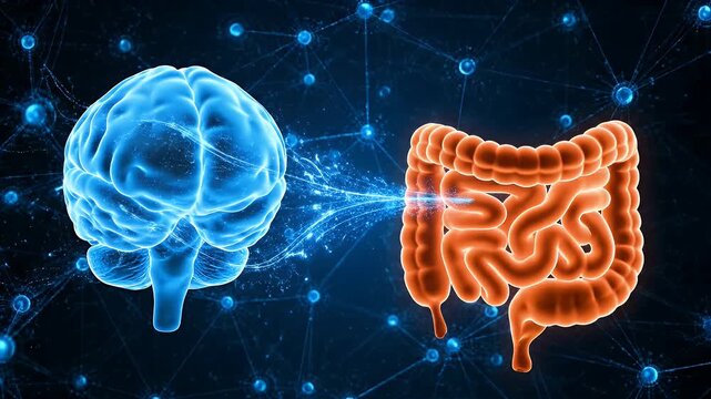 The human brain and gut showing an intricate gut-brain axis.