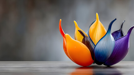 Colorful Glass Lotus Flower on Water Surface