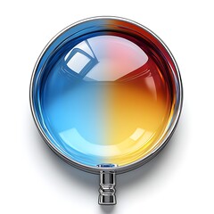 Magnifying Glass With Blue Orange Gradient Lens On photo White Background optical tool