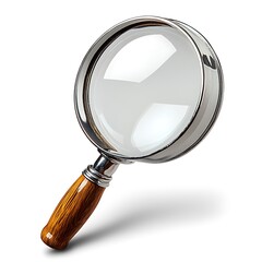 Magnifying Glass With Wooden Handle On photo White Background lens optical