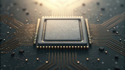 Close-Up View of Circuit Board with Dust Particles and Fine Details