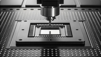 Close-Up of Automated Chip Testing Using Precision Equipment V2
