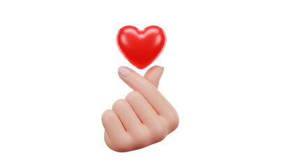 Fototapeta premium Hand holding red heart on transparent background