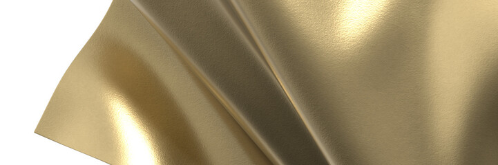 Gilded Waves: Abstract 3D Gold Cloth Illustration with Fluid and Dynamic Motions