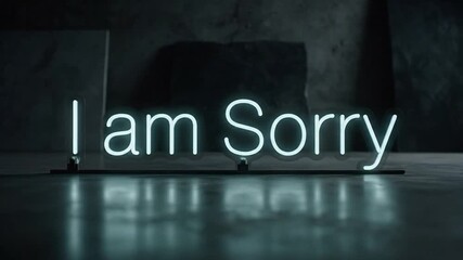 Sorry Neon Sign Apology Message Regretful Statement.
