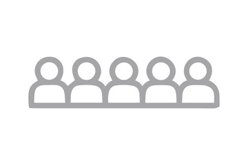 Simple Line Art Icon of Five People in a Row on White Background illustration drawing