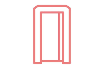 Red Outline Icon of a Doorway on Black Background entrance exit