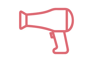 Red Outline Icon of a Hair Dryer on Black Background hairdryer blow dryer
