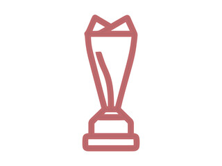 Red Outline Icon of a Trophy on Black Background award victory
