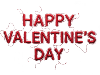 Happy Valentine's Day message in red embroidered letters black background celebration