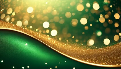 Glittering Gold And Green Abstract Christmas Banner With A Festive Bokeh Effect For Seasonal Greetings Ai Generated