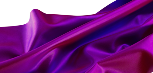 Close-up of a luxurious purple fabric with rich textures and lighting creating a dramatic effect against a white backgro