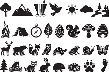 Naklejka premium Winter everyday line art icons set
