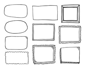 set of drawn picture frames vector vintage design