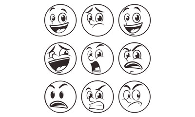 face emotion icons set collection bundle design